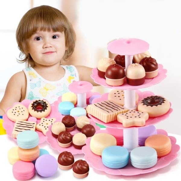 Jouets gâteaux pour fille multicolores avec une étagère à trois étages