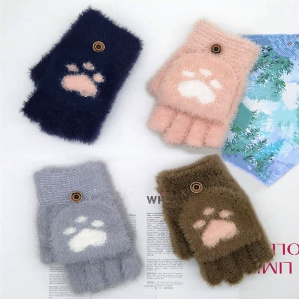 Gants à motif pattent de chat pour fille à plusieurs couleurs
