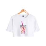 T-shirt crop-top léger avec une image de verre imprimé pour fille