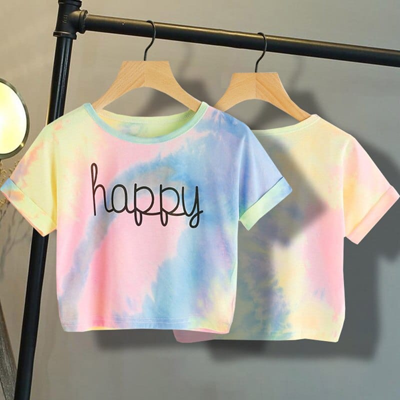 T-shirt crop top multicolore pour fille 2438 alvbon