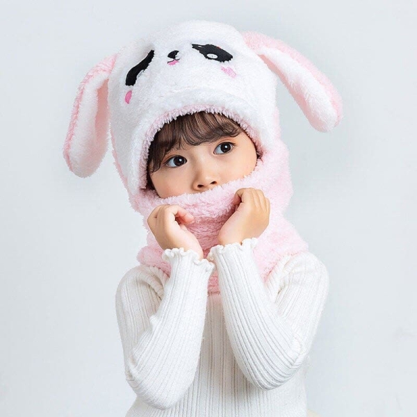 Ensemble cagoule d’hiver pour fille rose, blanc et noir à la mode