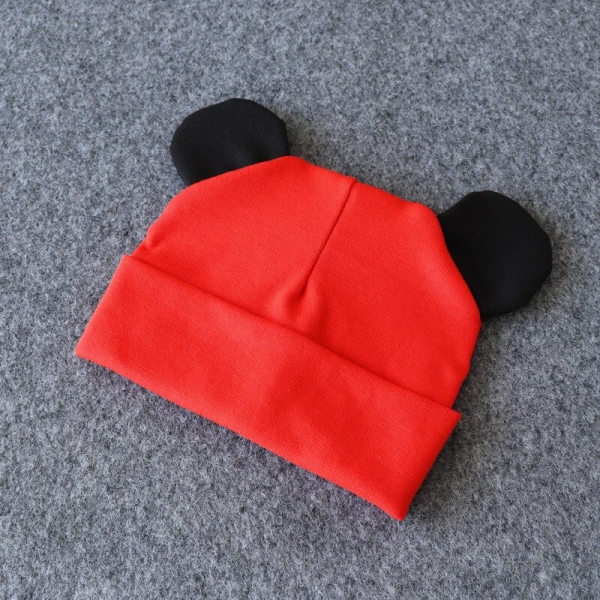 Bonnet en coton chaud pour fille à la mode rouge et noir