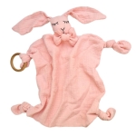 Doudou style lapin rose avec nœud pour petite fille