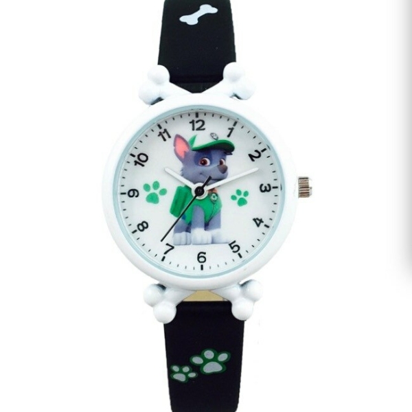 Montre Rocky Pat patrouille pour fille noir et blanc avec une photo pat patrouille à l'intérieur