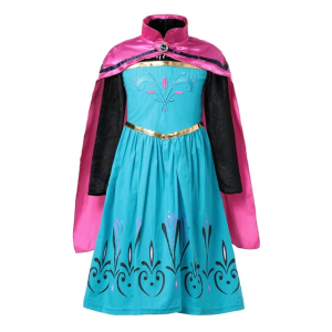 Robe déguisement pour fille Elsa la Reine des Neiges avec une cape