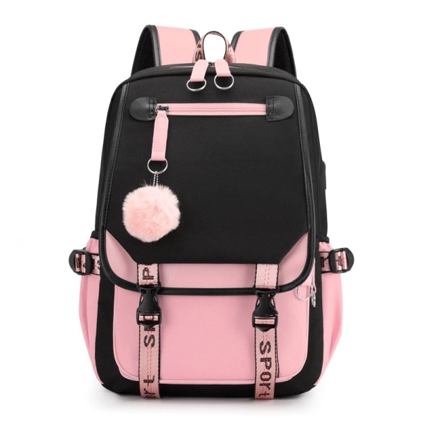 Sac à dos à la mode pour fille black pink fengdong grands sacs decole pour adol variants 3