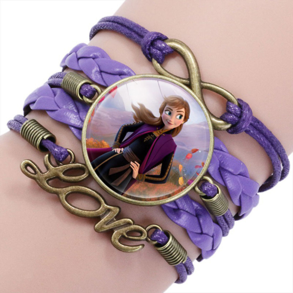 Bracelet violet large avec photo d'Anna la Reine des Neiges