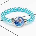 Bracelet en perles bleues avec Elsa la Reine des Neiges