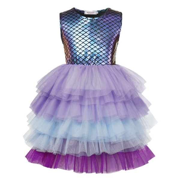 Robe sirène élégante à paillettes pour filles avec un fond blanc