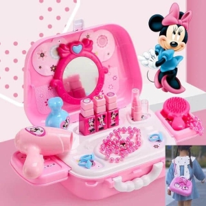 Mallette de maquillage Minnie pour fille complète, couleurs rose avec un petit miroir