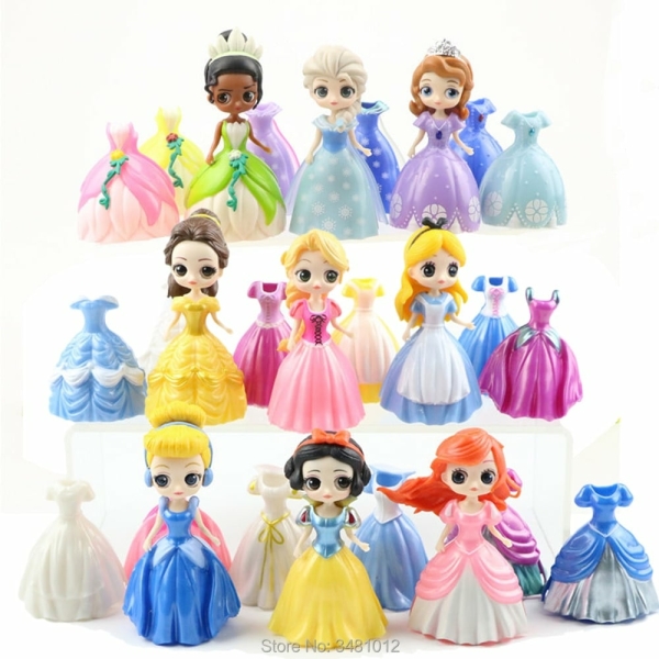 Figurine princesse avec robes interchangeables pour fille multicolores