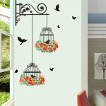 Autocollant muraux à motifs oiseaux et fleurs pour fille à la mode dans une maison
