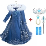 Robe Elsa pour fille avec une couronne à la mode