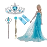 Robe cosplay Elsa pour fille à la mode avec une couronne complet