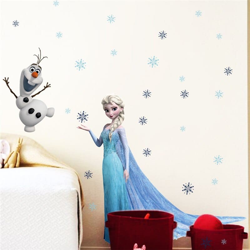 Sticker mural à motif Elsa et Olaf pour fille 22550 cdntri