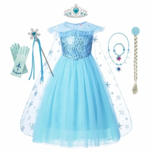 Robe la Reine des Neiges princesse Elsa pour fille avec accessoires complet