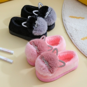 Pantoufles en coton avec oreilles de chats pour fille à la mode