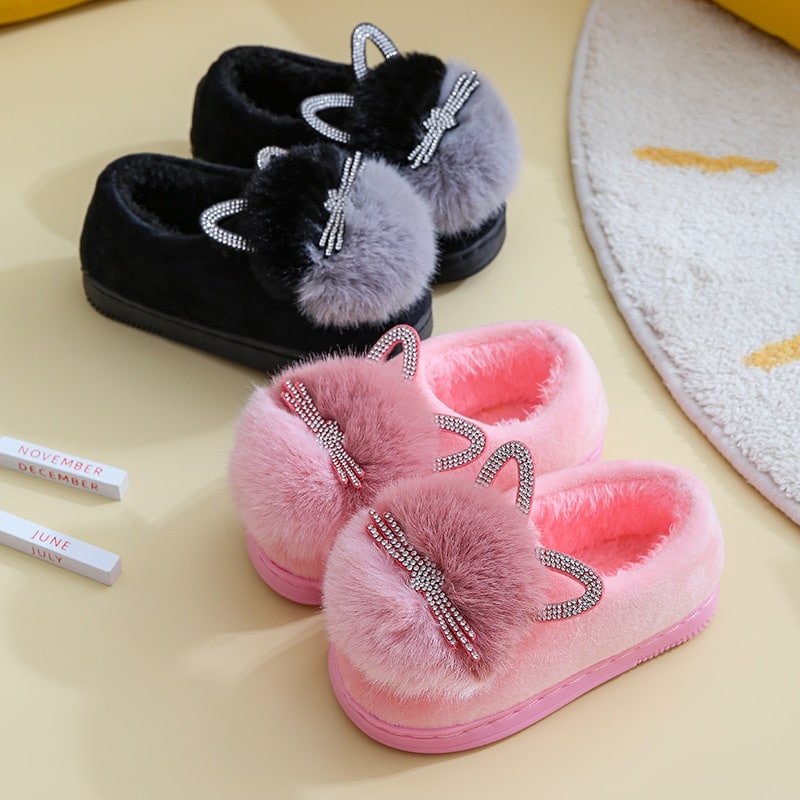 Pantoufles en coton avec oreilles de chats pour fille 27619 wduyao