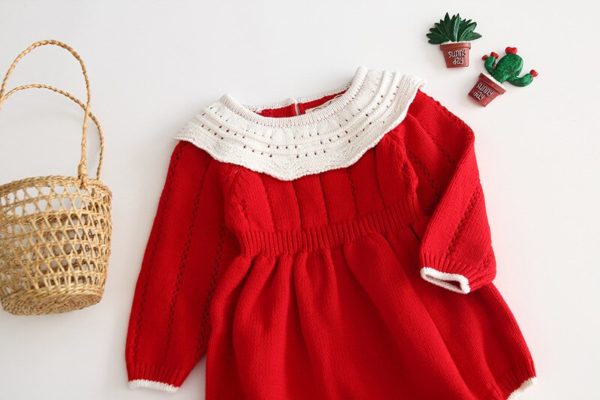 Barboteuse tricotée rouge pour fille 29012 a5a5qb