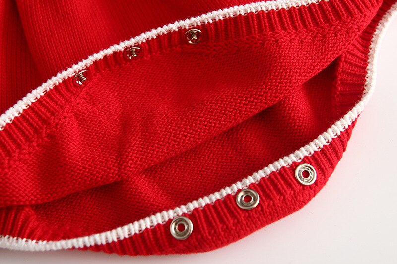 Barboteuse tricotée rouge pour fille 29012