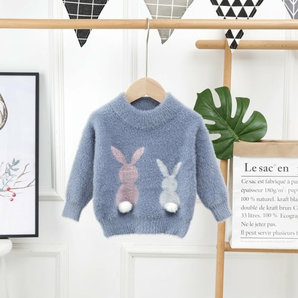 Pull en tricot motif lapin pour petite fille 35526 ifhdwp