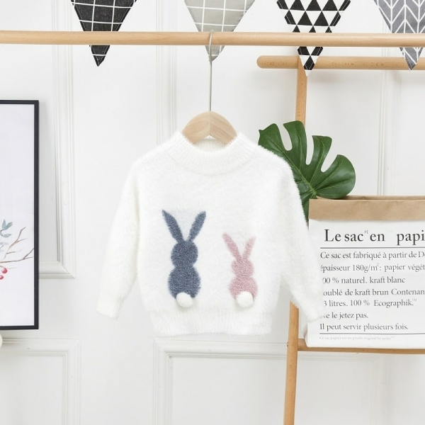 Pull en tricot motif lapin pour petite fille 35528 2ivlpd