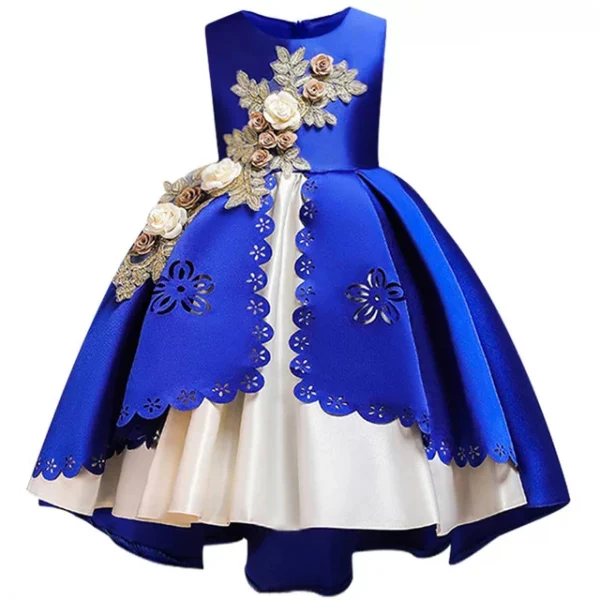Robe princesse avec fleurs brodées pour fille Bleu 3