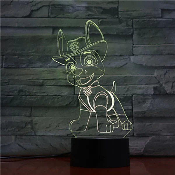 Lampe LED 3D Rocky Pat Patrouille pour fille Lampe LED 3D repr sentant la pat patrouille luminaire d coratif de couleur
