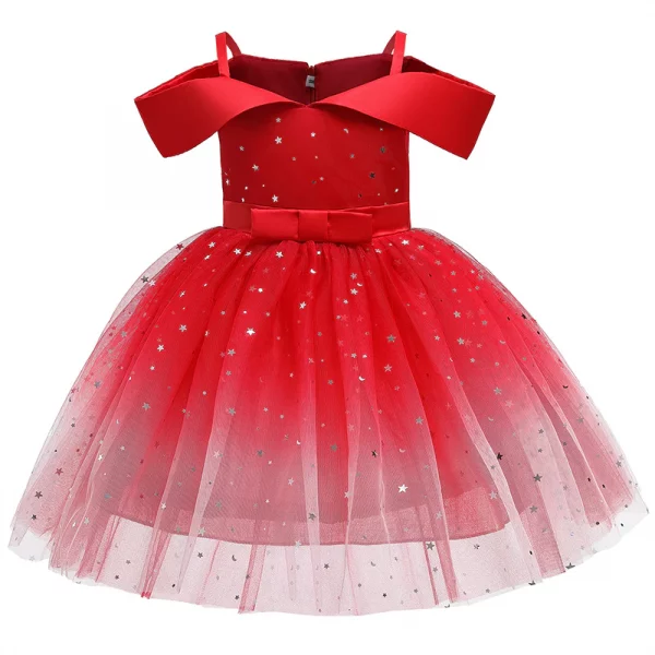 Robe de princesse avec jupon étoilé pour fille Rouge 4