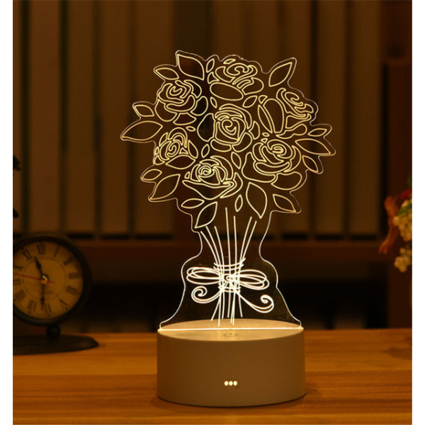 Veilleuse fleur lumineuse 3D à LED en acrylique pour filles img Veilleuse fleur lumineuse 3D a LED en acrylique pour filles 01