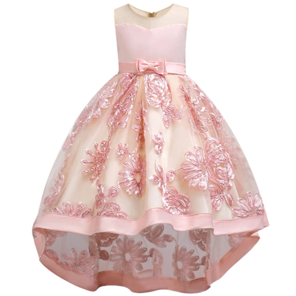 Robe princesse avec motif floral pour fille rose 3