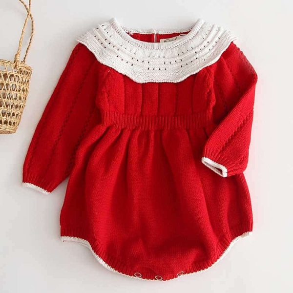 Barboteuse tricotée rouge pour fille vh1lke
