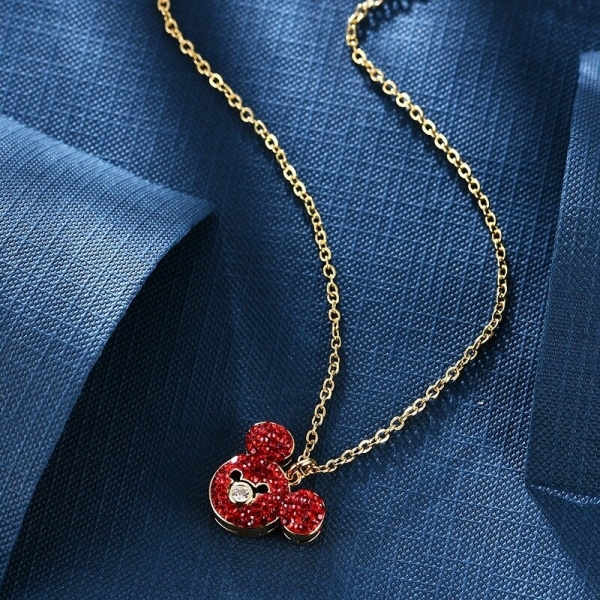 Collier rouge avec pendentif Mickey Mouse collier mickey 22