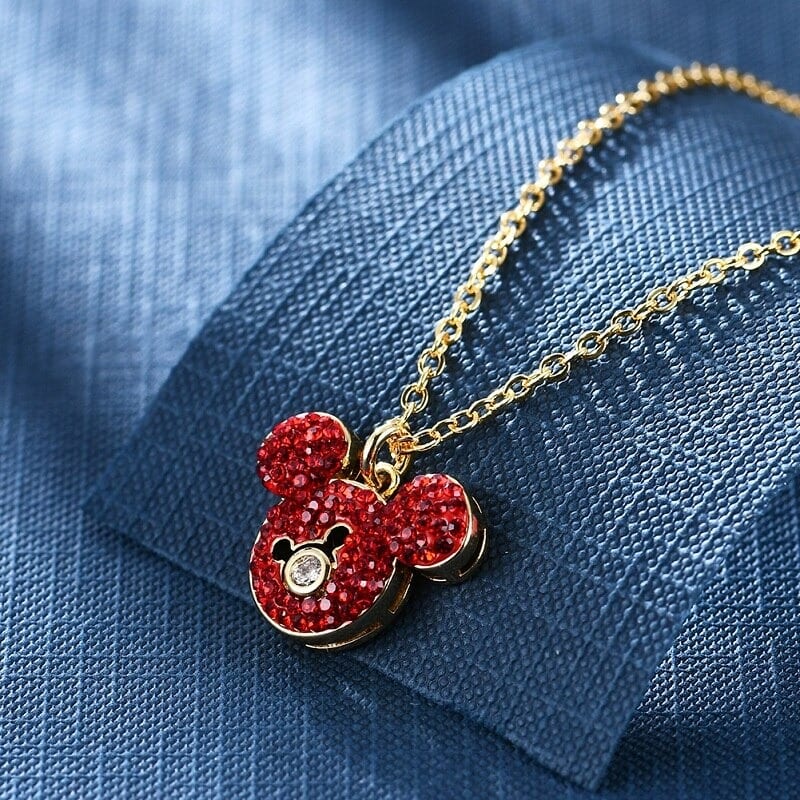 Collier rouge avec pendentif Mickey Mouse collier mickey 222