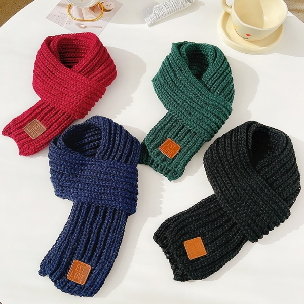 Écharpe thermique en laine tricotée en couleur unie pour enfants 49676 qu8edi