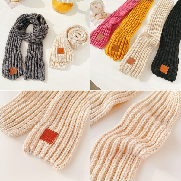 Écharpe fille thermique en laine tricotée en couleur unie pour enfants 49676 sfznvn