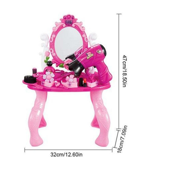 Coiffeuse rose pour fille avec miroir 50140 elnfym