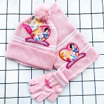 Ensemble de gants et écharpe en peluche princesses de Disney pour filles roses