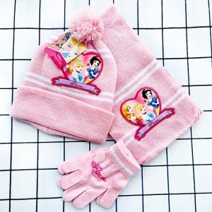 Ensemble de gants et écharpe en peluche princesses de Disney pour filles roses