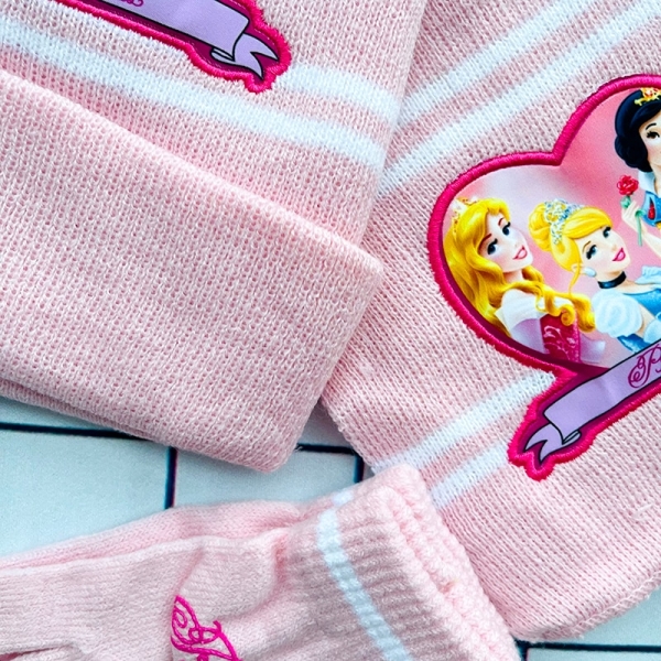 Ensemble gants, écharpe et bonnet en peluche princesses de Disney pour filles 51302 temhmi