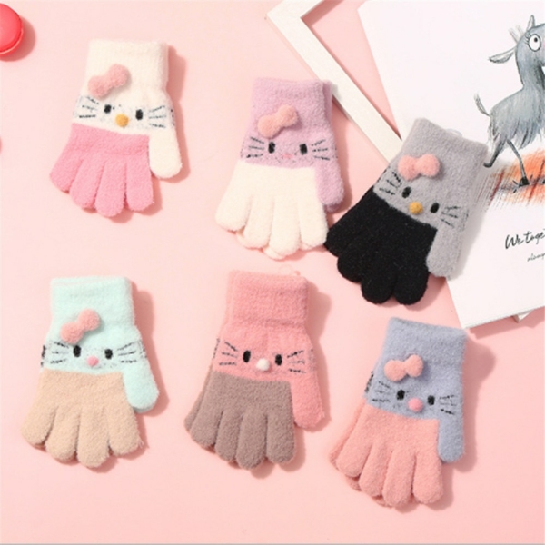 Gants d'hiver tricotés à motifs Hello Kitty pour filles 54717 qdlkvs