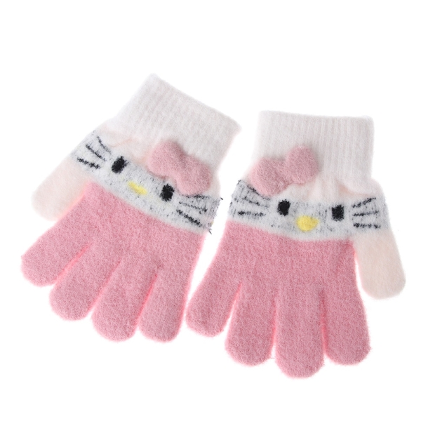 Gants d'hiver tricotés à motifs Hello Kitty pour filles 54717 vjojho