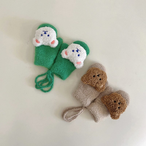 Gants d'hiver épais tricotés motifs ours pour filles 54761 bp8iok