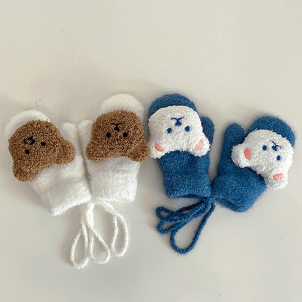 Gants d'hiver épais tricotés motifs ours pour filles 54761 w73vgs