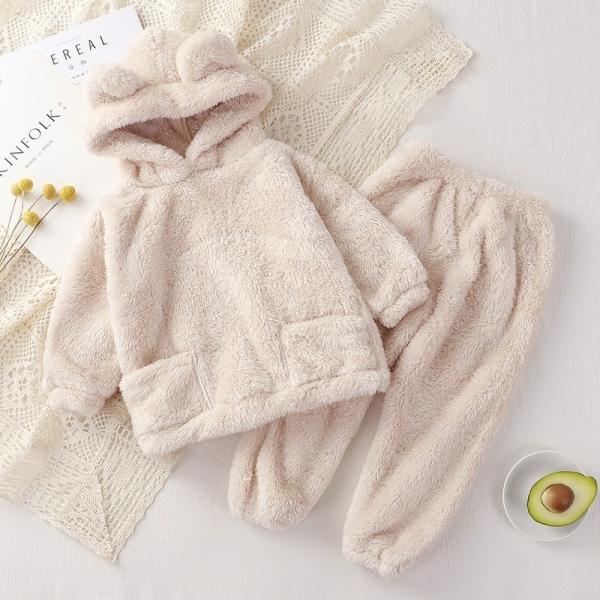 Pyjama tout doux en polaire à capuche avec des oreilles d'ours pour filles 57098 4ffpck