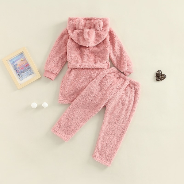 Pyjama polaire à capuche avec des oreilles d'ours et ceinture pour filles 58289 bizj1r