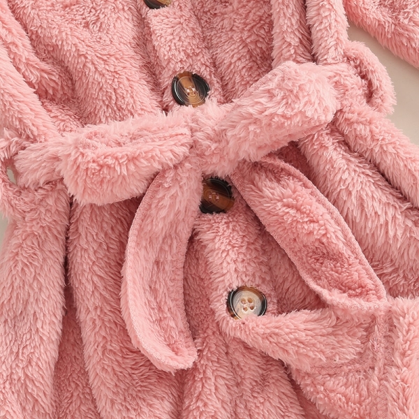 Pyjama polaire à capuche avec des oreilles d'ours et ceinture pour filles 58289 la75ci