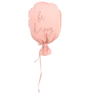 Décoration de chambre en forme de ballon rose avec écrit be happy dessus