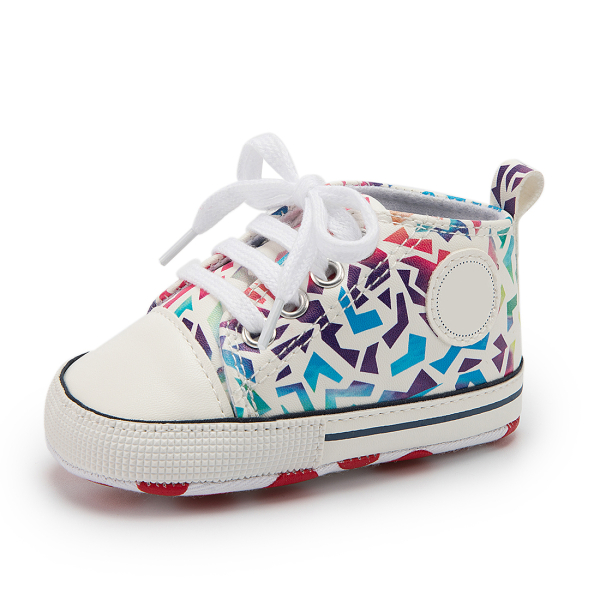 Converse pour fillette de couleur blanche avec des formes géométriques multicolores