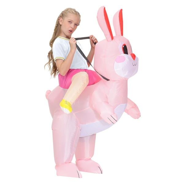 Déguisement fille gonflable lapin rose 63232